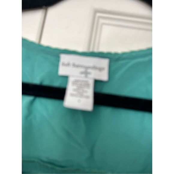 Soft Surroundings Green Blue Teal Button Blouse, 100% Silk Top, Size Small - Picture 4 of 11
